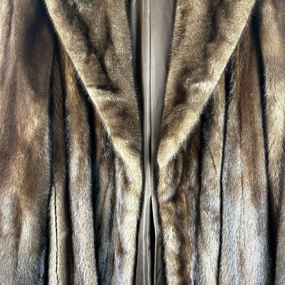 Vintage Furs Medium Brown Open Fur Overcoat by Richard Donald Womens Long Trench - Picture 4 of 15